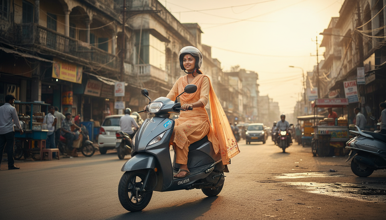 Commuter riding an electric scooter